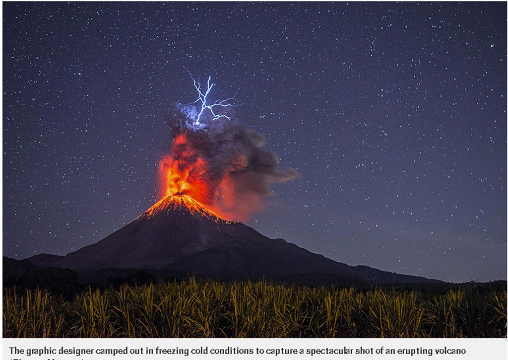 Experience the electrifying beauty of lightning that surrounds erupting volcanoes.